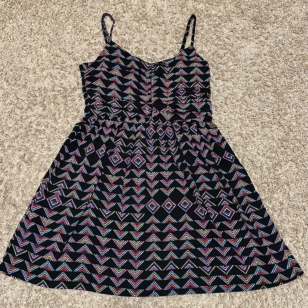 Roxy rainbow colored spaghetti strap dress with zipper closure size medium